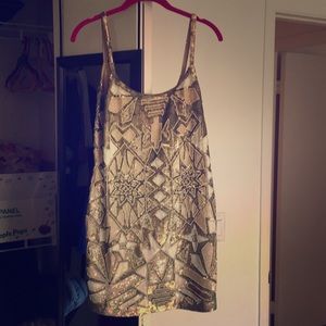 Needle and thread gold beaded dress